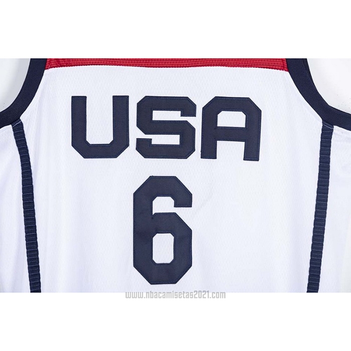 Camiseta USA 2021 Damian Lillard #6 Blanco